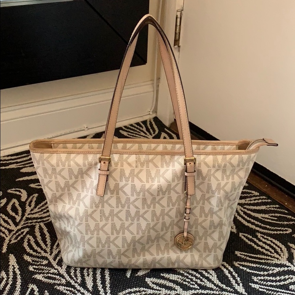 Michael Kors White beige & Gold shoulder bag